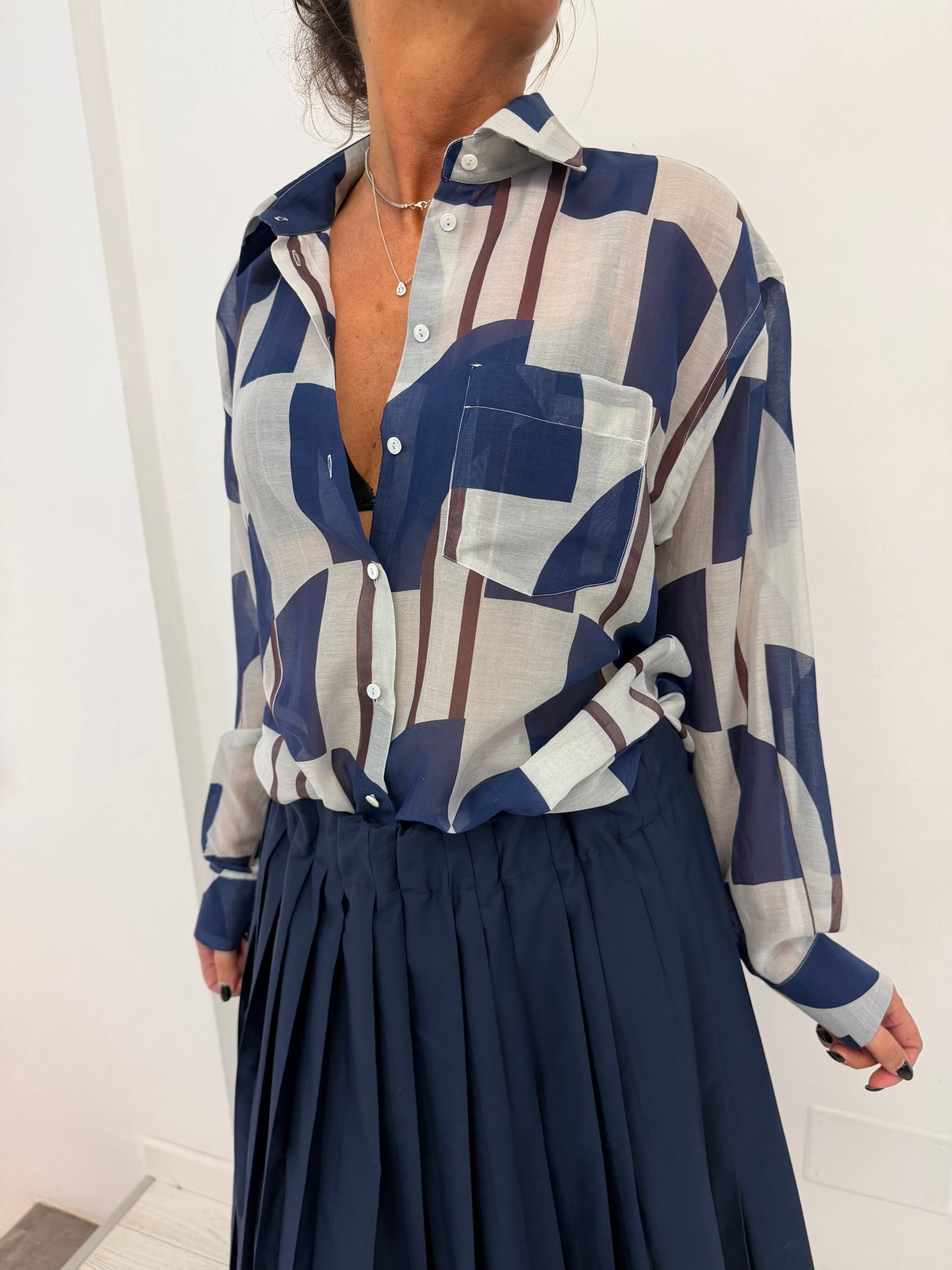 Camicia Mussola di Cotone Fantasia Astratta