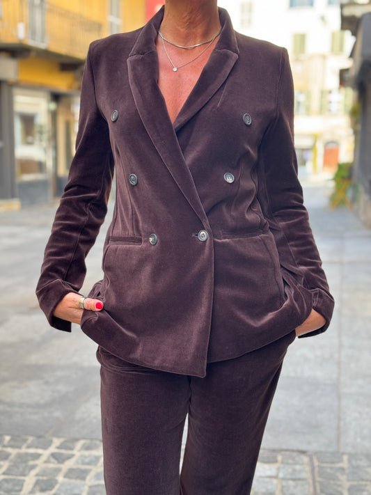Blazer Doppiopetto Velluto Stretch