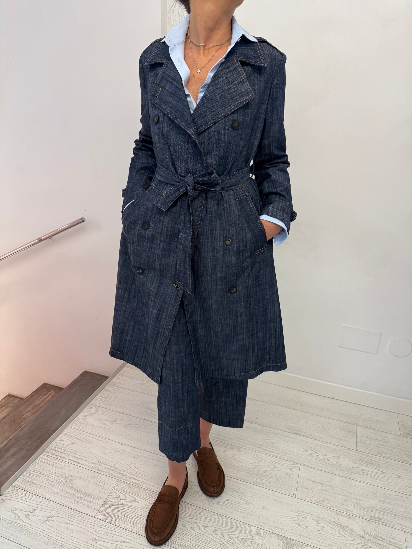 Trench Doppiopetto Denim