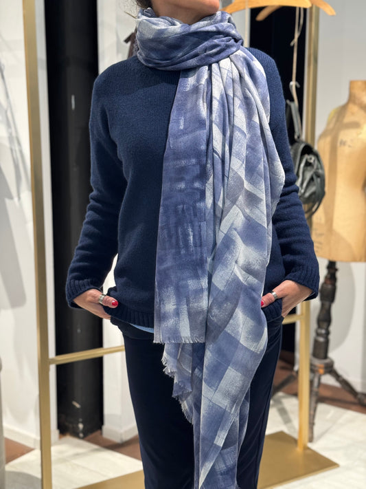 Stola Cashmere Seta Degrade’ Denim