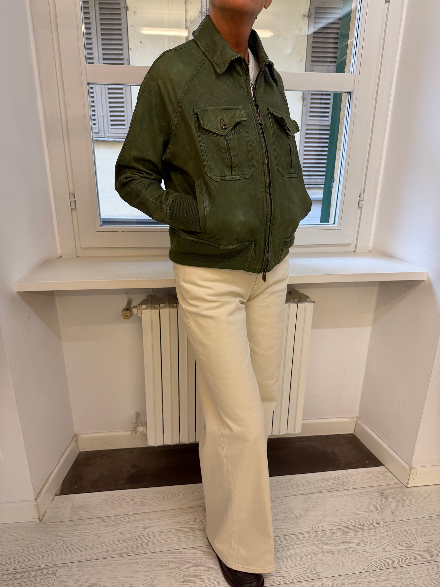 Bomber Pelle Anticata Muschio