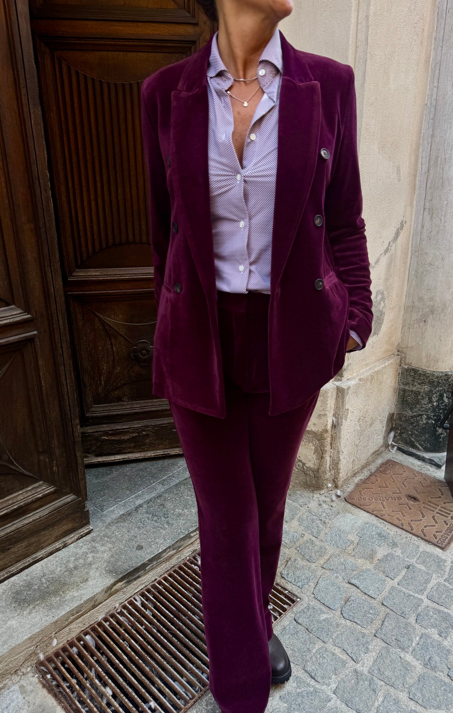 Blazer Doppiopetto Velluto Stretch
