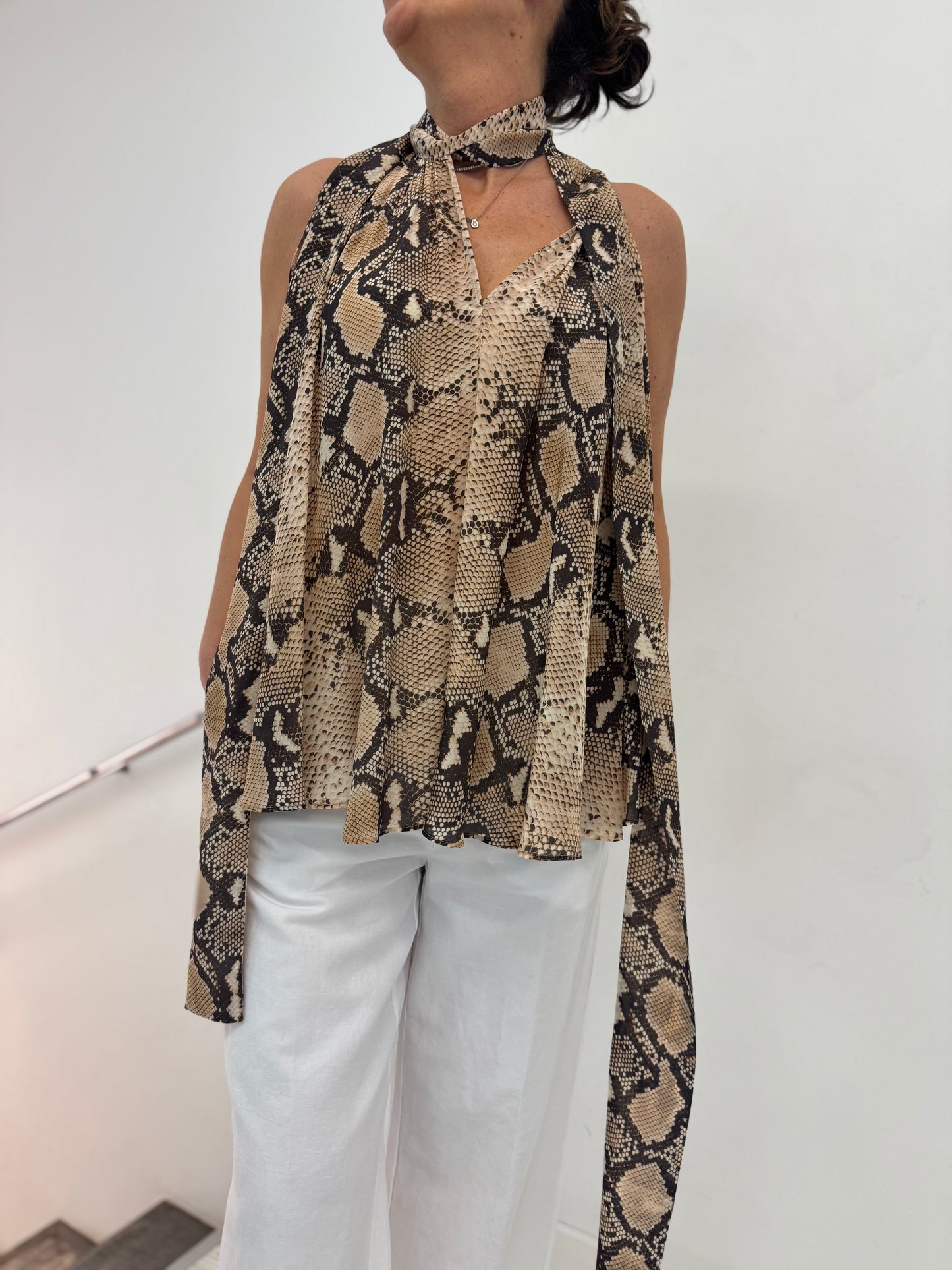 Sleeveless Blouse Viscose Snake