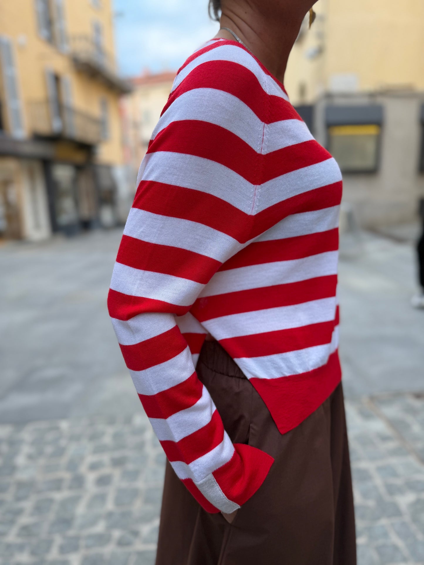 Maglia a Righe Spacco Laterale
