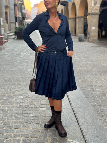 Gonna a Pieghe in Denim