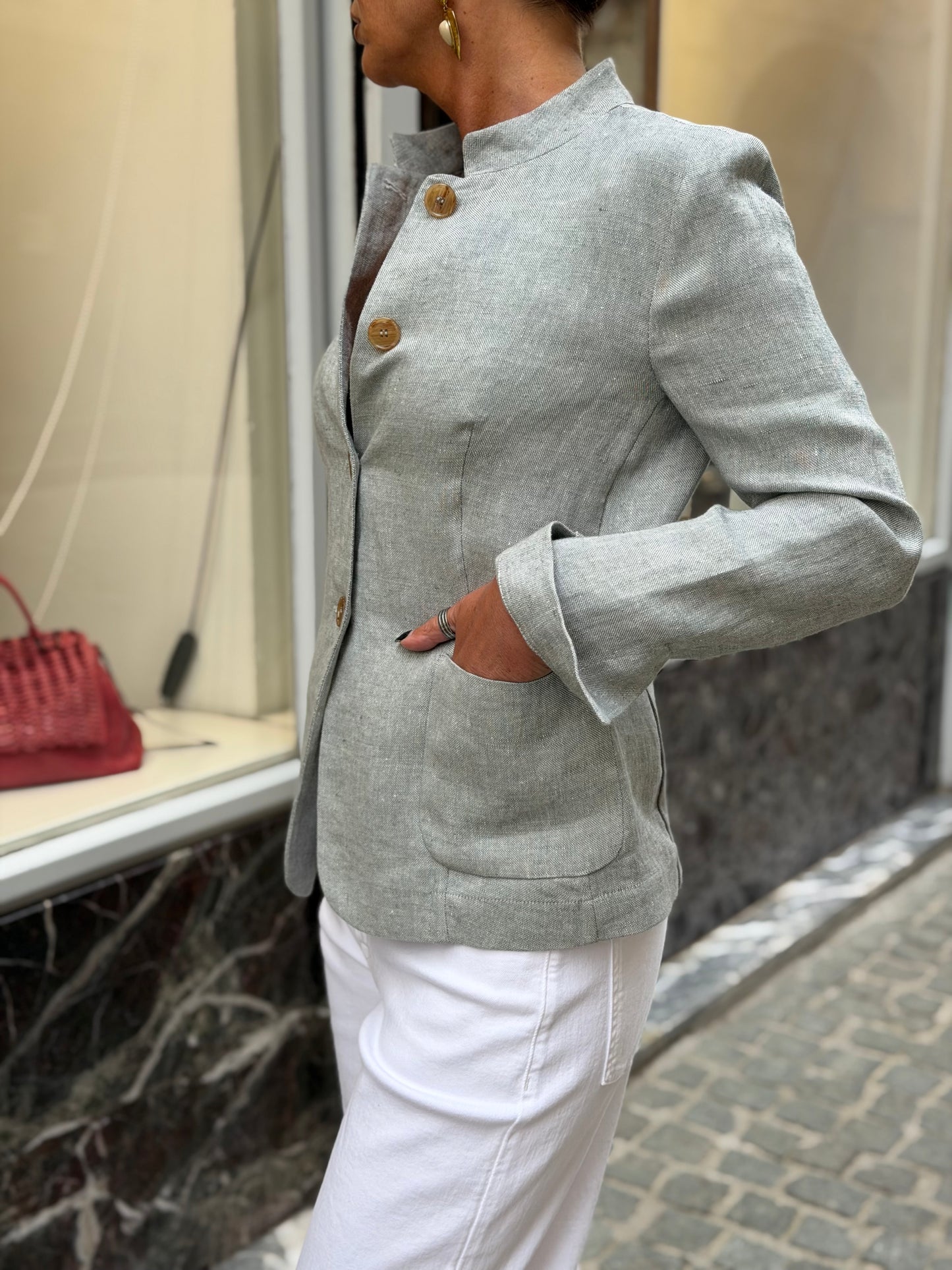 Giacca Coreana In Lino