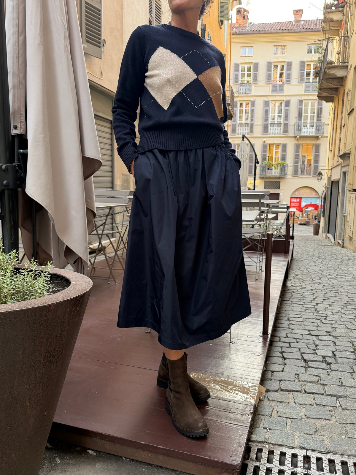 Maglia Bleu Con Rombi