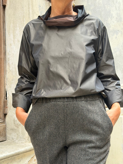 Camicia Taffeta’ Cangiante Collo a Cratere