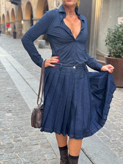 Gonna a Pieghe in Denim