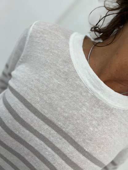 Maglia Righe White Grey