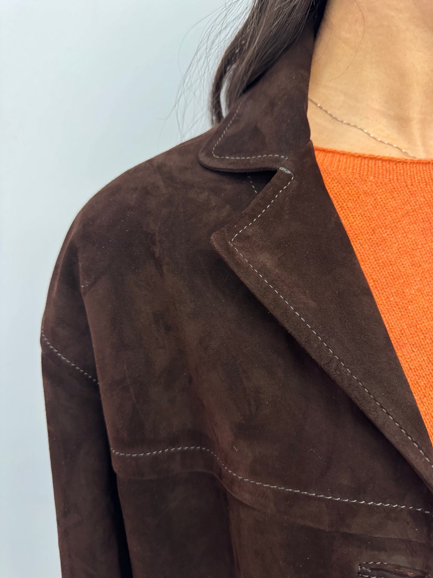 Giacca Over Pelle Scamosciata