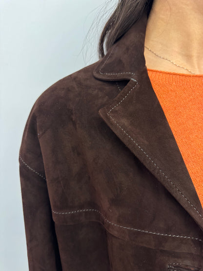 Giacca Over Pelle Scamosciata