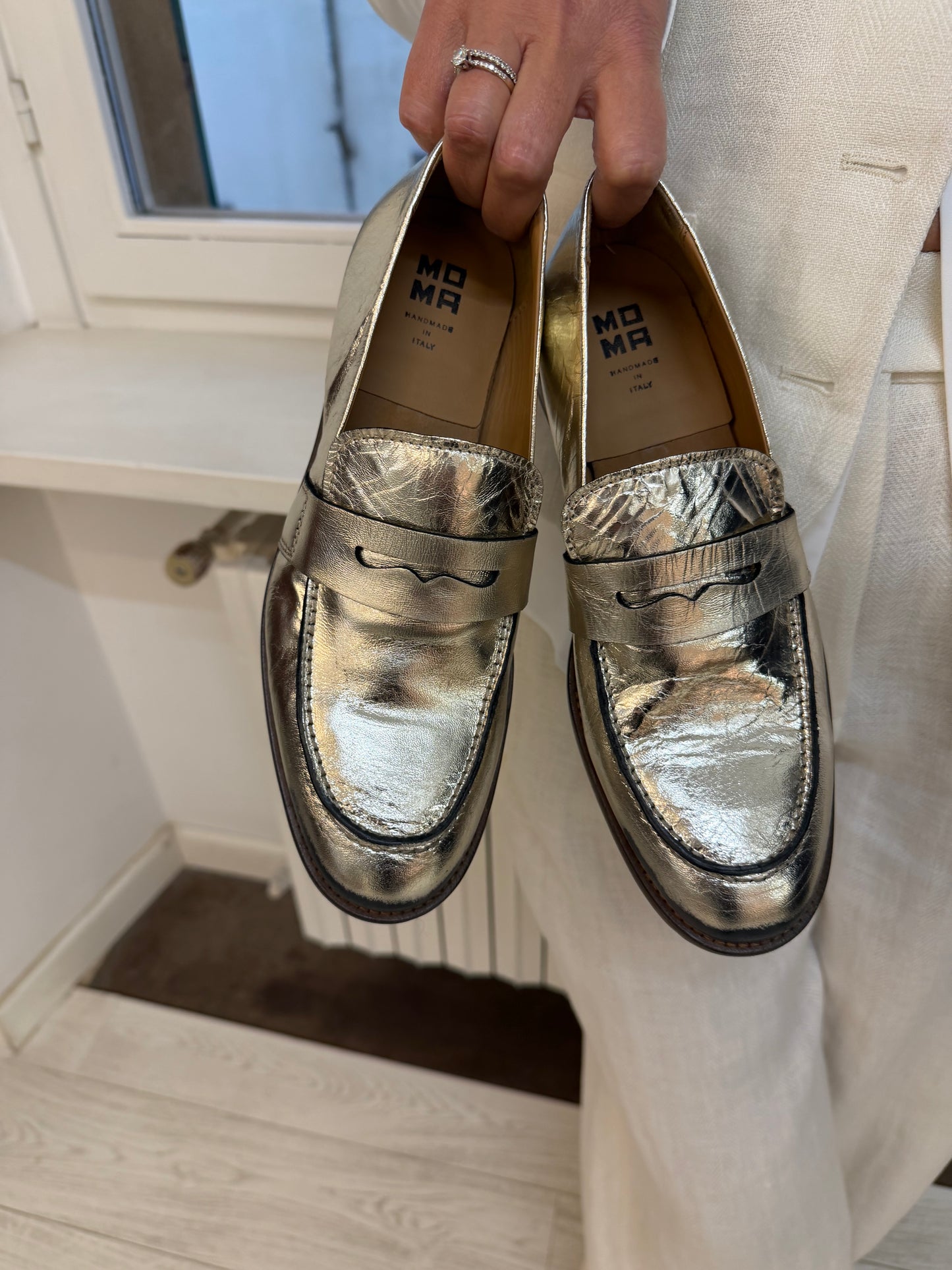 Mocassino Specchio Platino