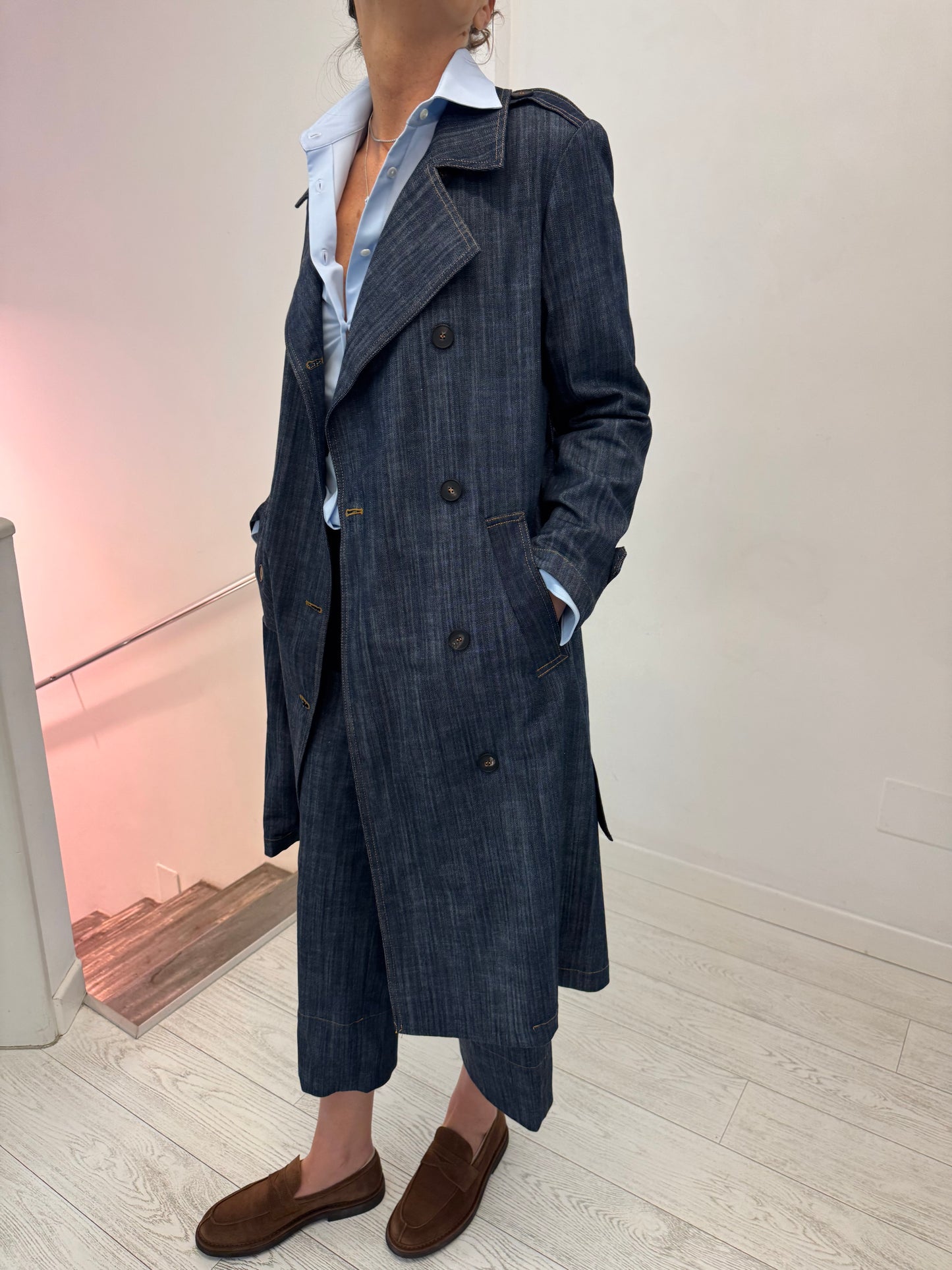 Trench Doppiopetto Denim