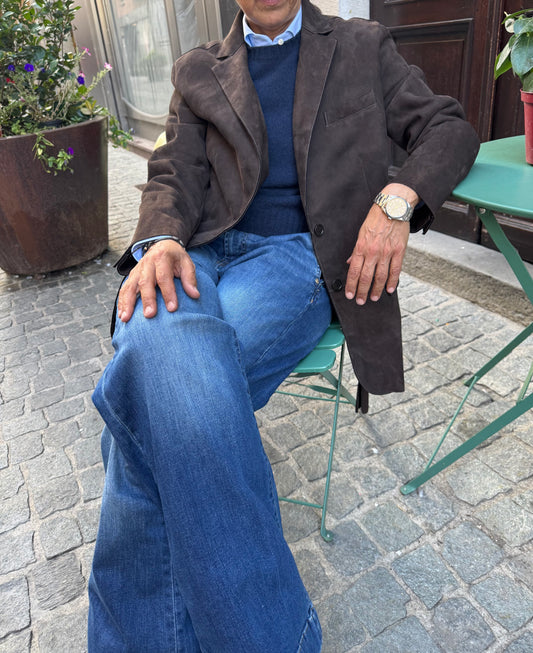 Blazer In Pelle Scamosciata