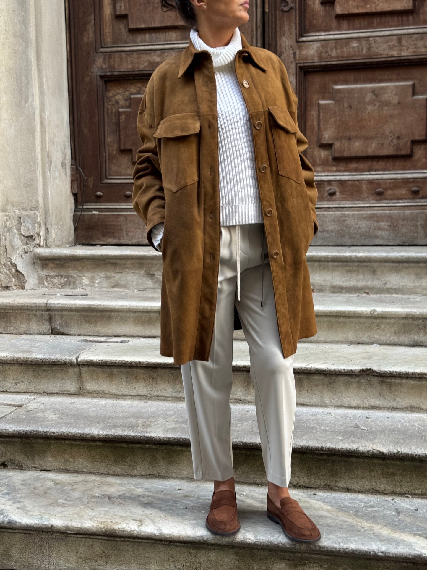 Cappotto Scamosciato Camel