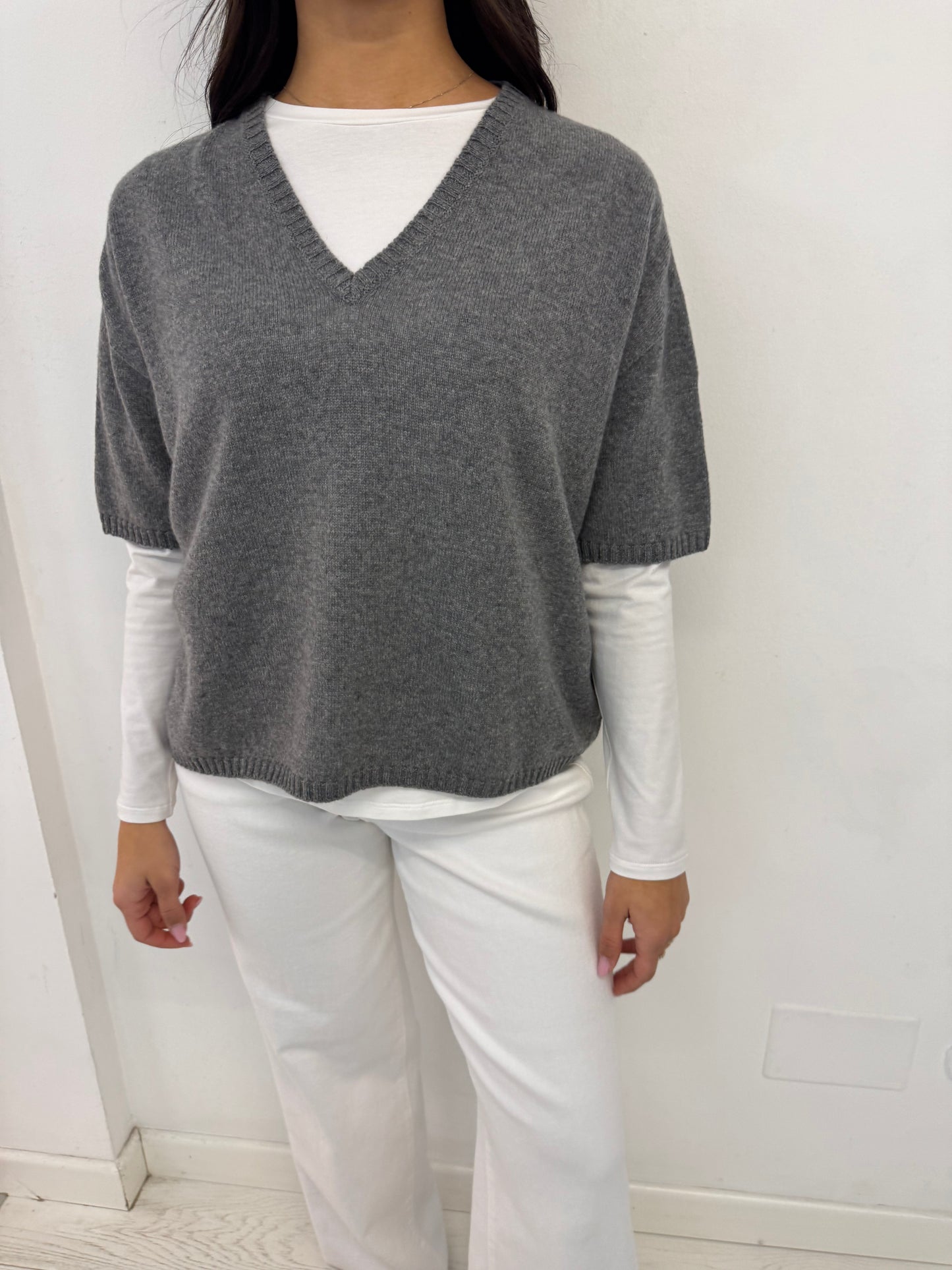 Maglia Cashmere Collo V Scatoletta