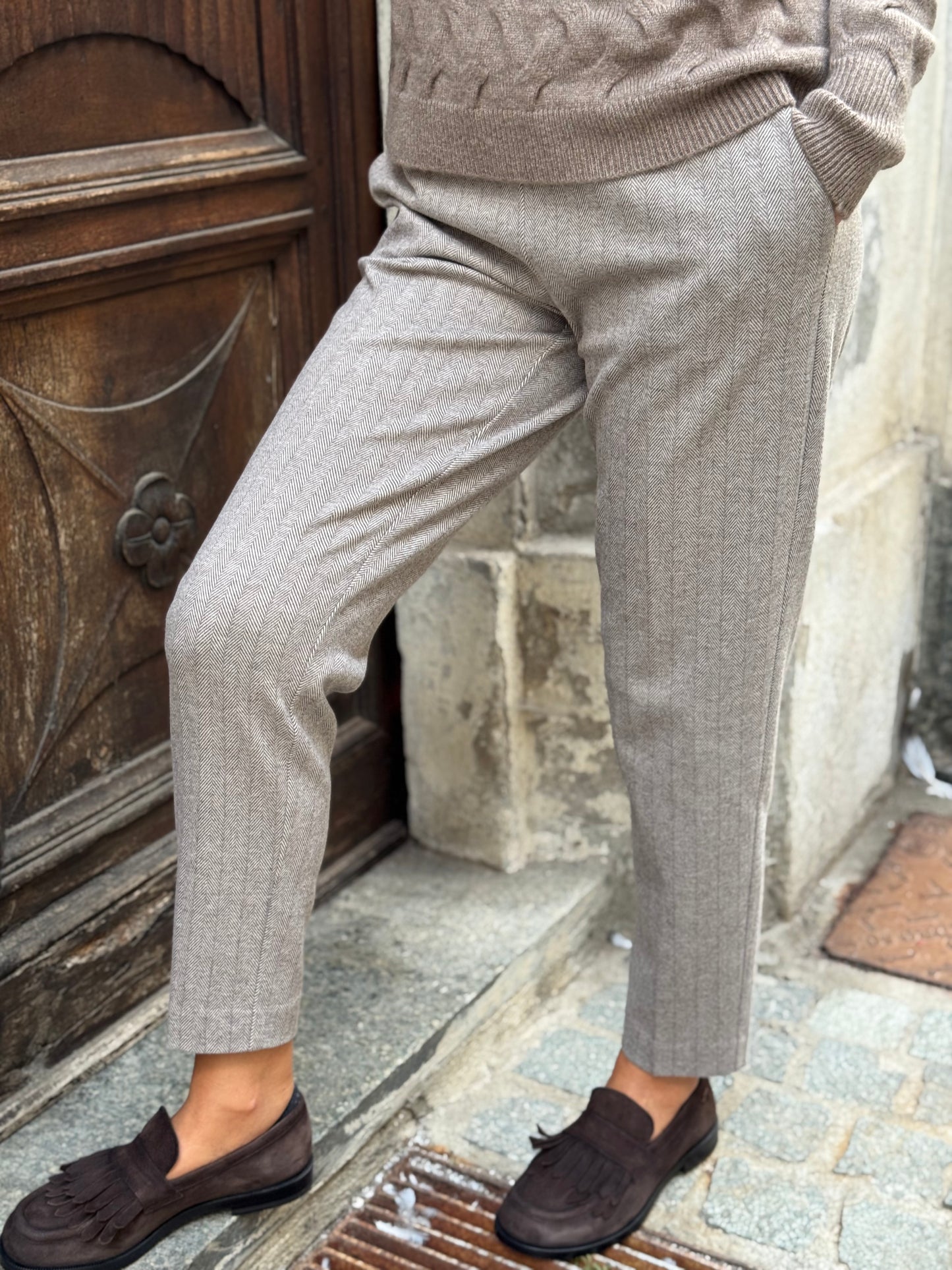 Pantalone Coulisse Spina di Pesce Jersey