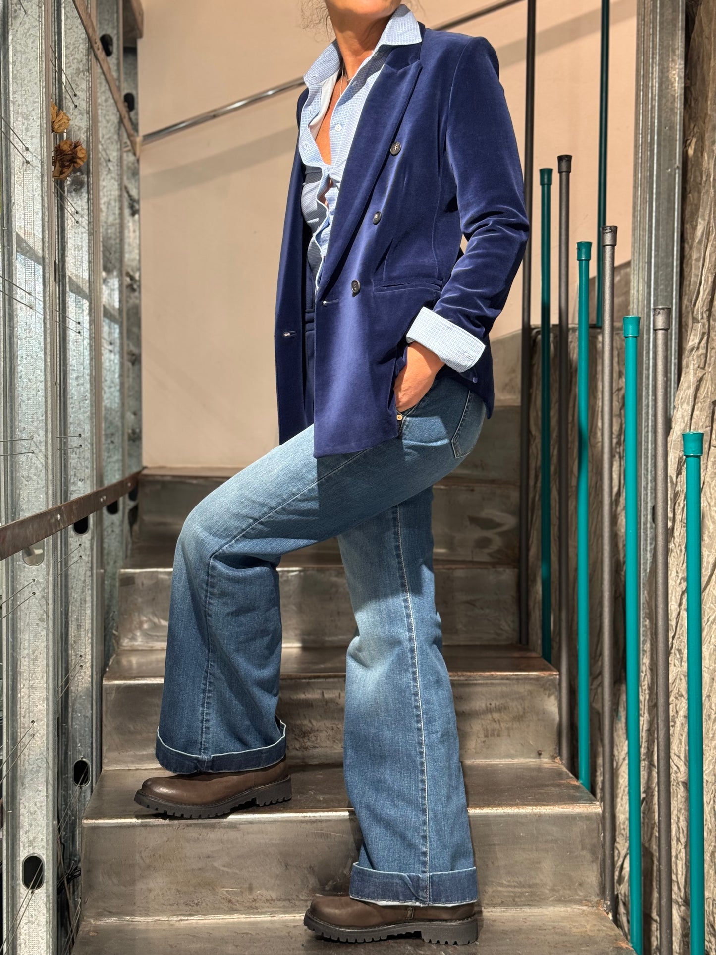 Blazer Doppiopetto Velluto Blu Royal