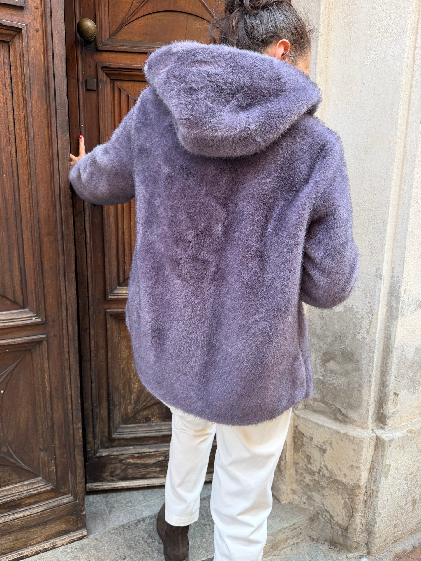 Bomber Con Cappuccio Eco Pelliccia