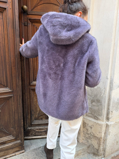 Bomber Con Cappuccio Eco Pelliccia