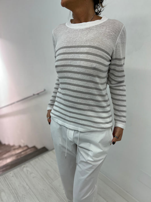 Maglia Righe White Grey