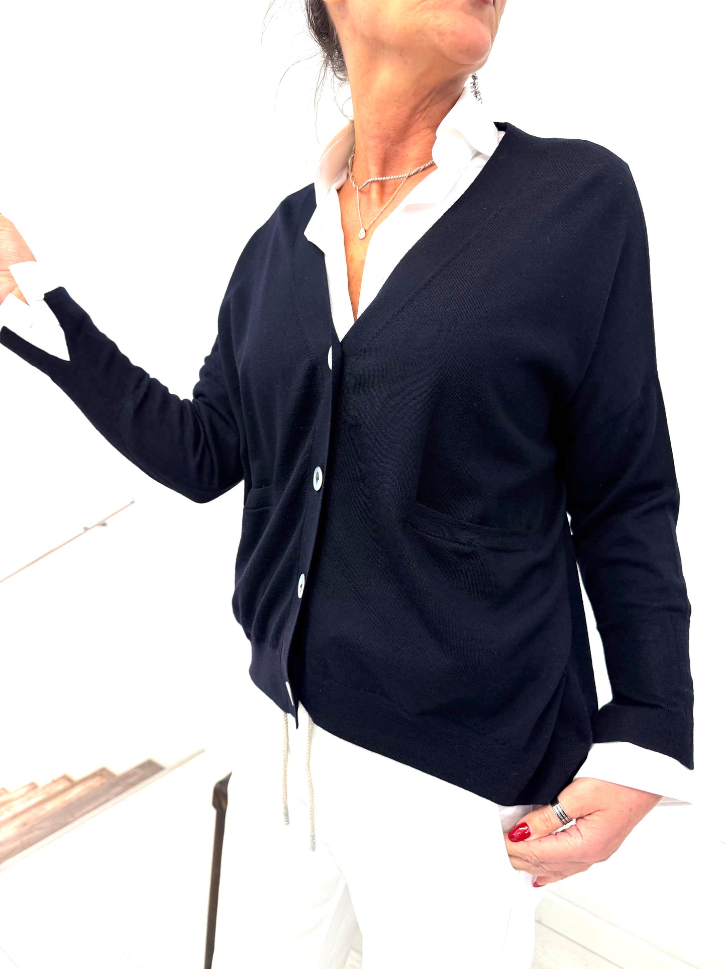 Cardigan Over Scollo V Merinos Ultrafine