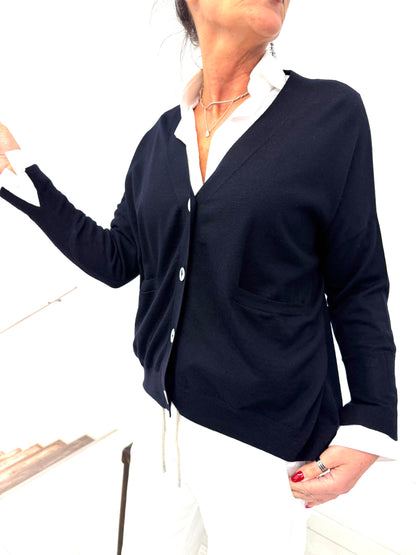 Cardigan Over Scollo V Merinos Ultrafine
