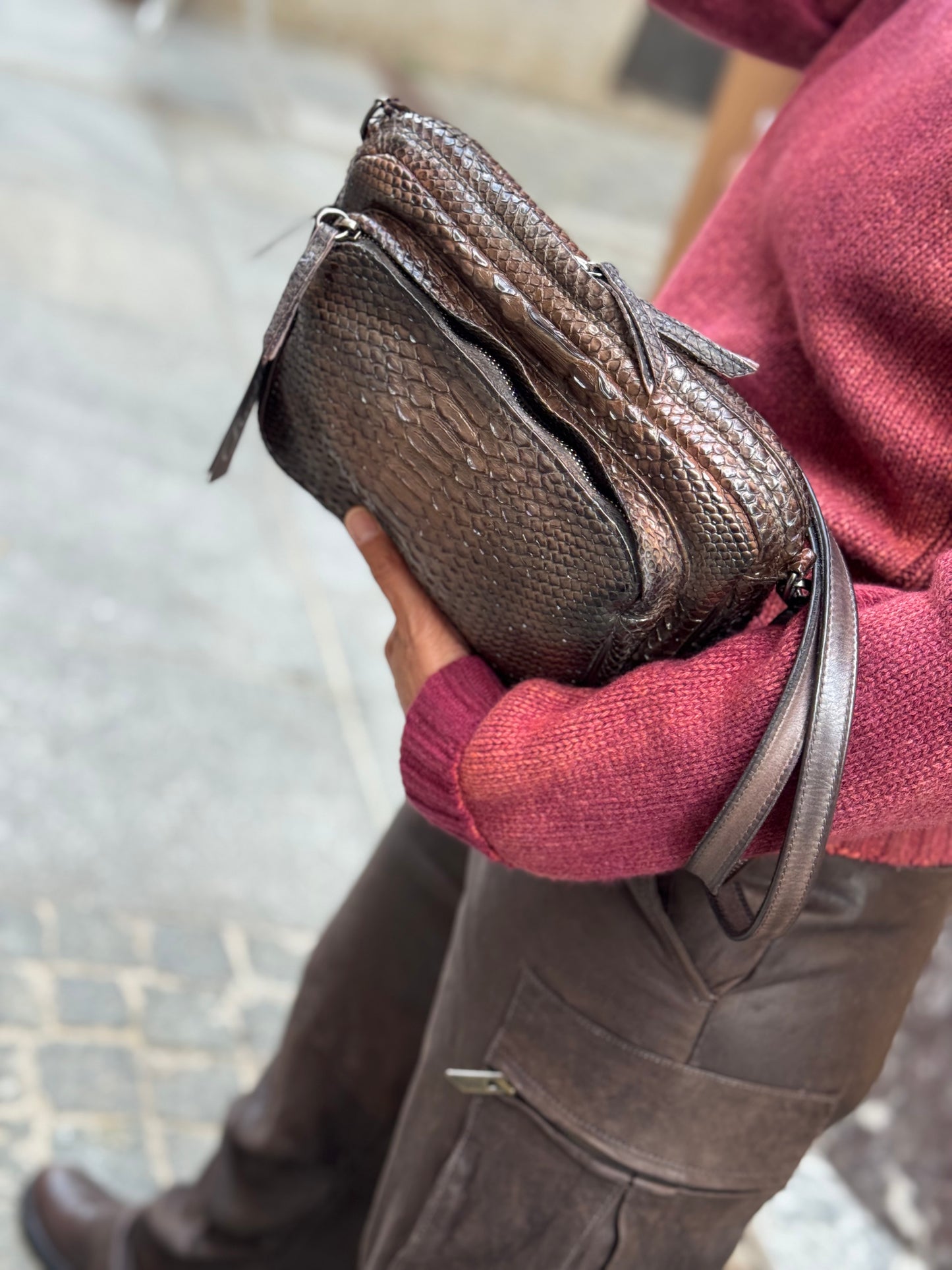 Borsa Tracolla Pitone Rum