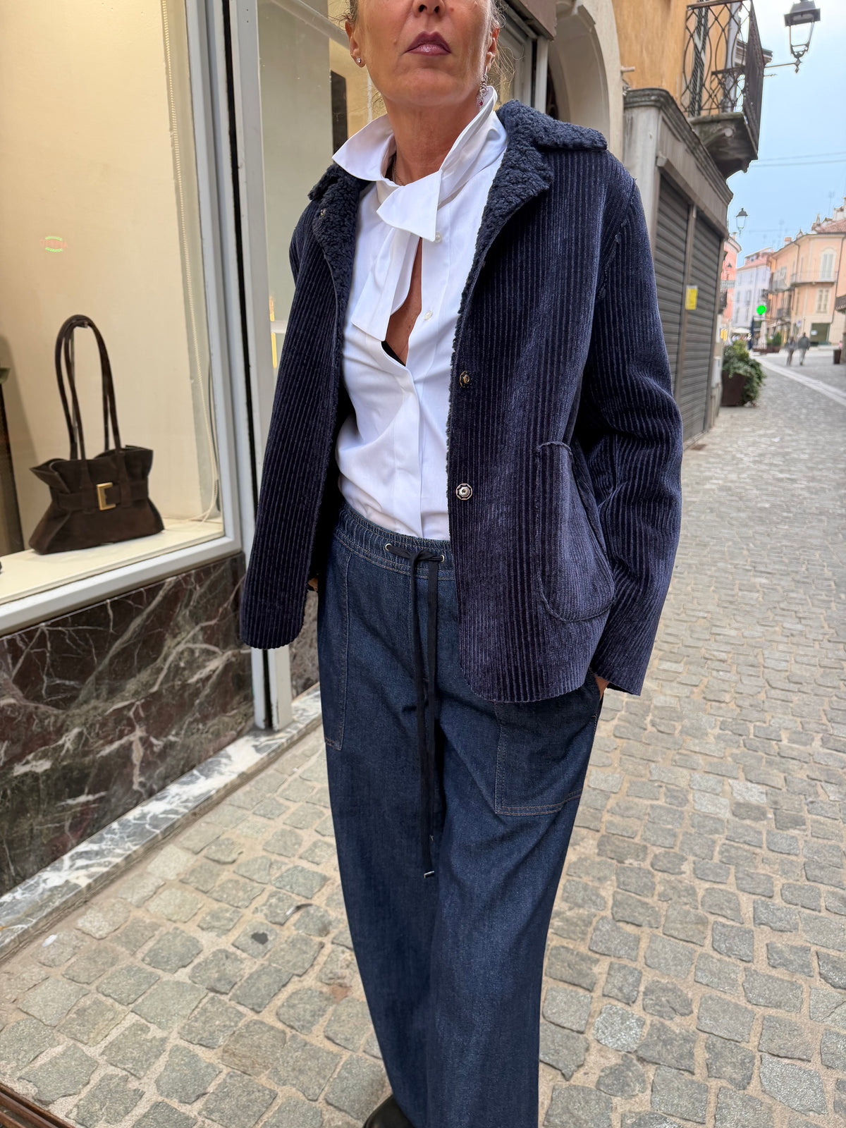 Cappotto corto velluto costa larga