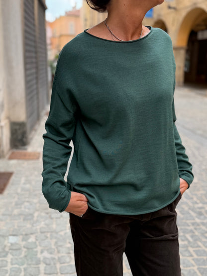 Maglia Scollo Barca Over Fit Lana Merino