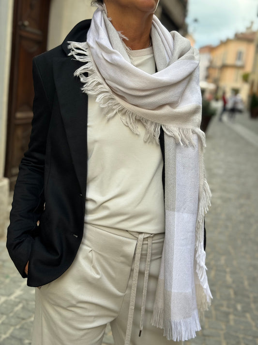 Sciarpa Quadri Con Frange