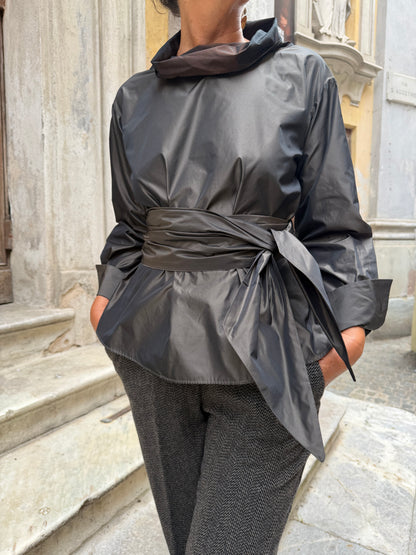 Camicia Taffeta’ Cangiante Collo a Cratere