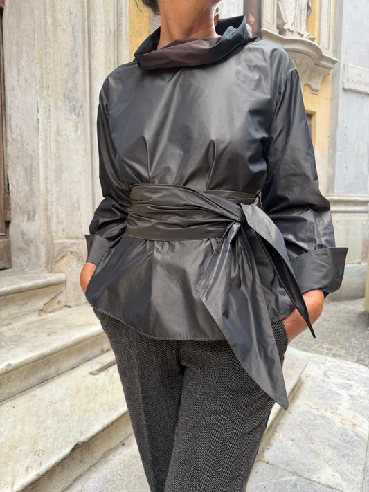Camicia Taffeta’ Cangiante Collo a Cratere