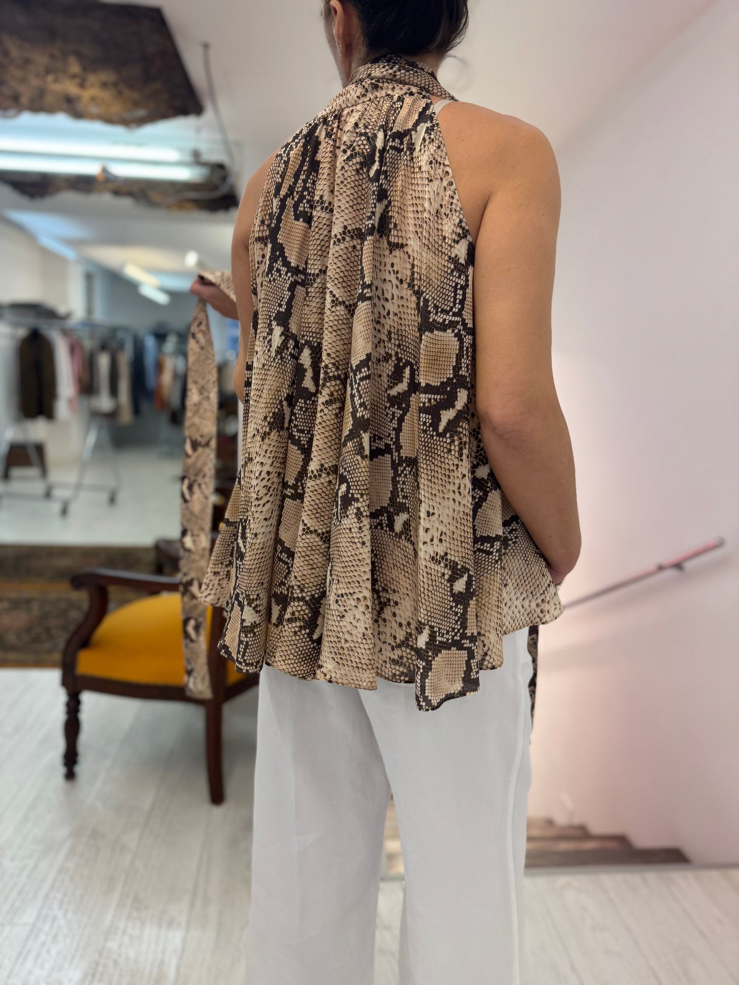 Sleeveless Blouse Viscose Snake