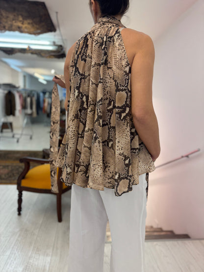 Sleeveless Blouse Viscose Snake