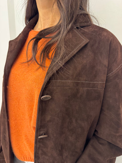 Giacca Over Pelle Scamosciata