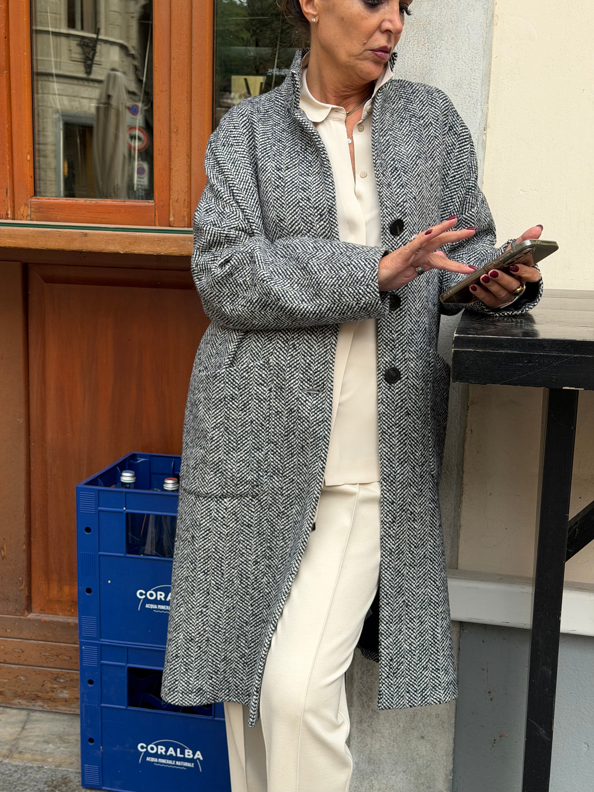 Cappotto Tweed Con Micropaillettes