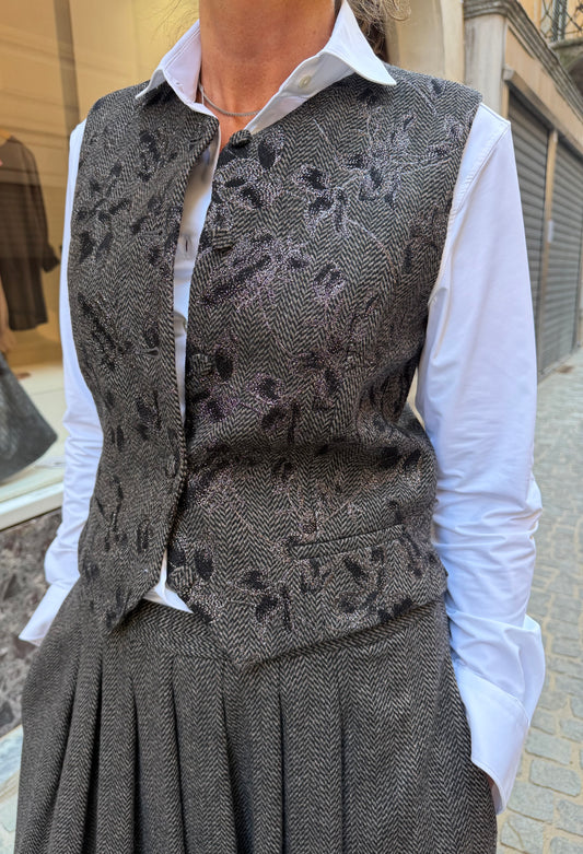 Gilet in tweed jaquard