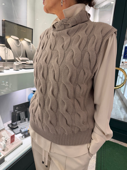 Gilet Collo in Piedi Treccia Iconica