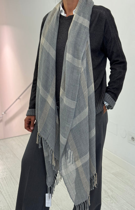 Stola Ceck Cashmere Seta Frange