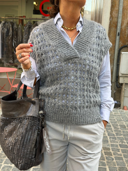 Gilet V Neck Nido D’Ape