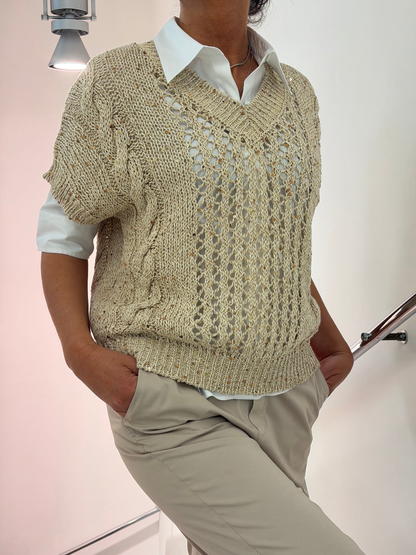 Maglia Diamond V Neck Traforata