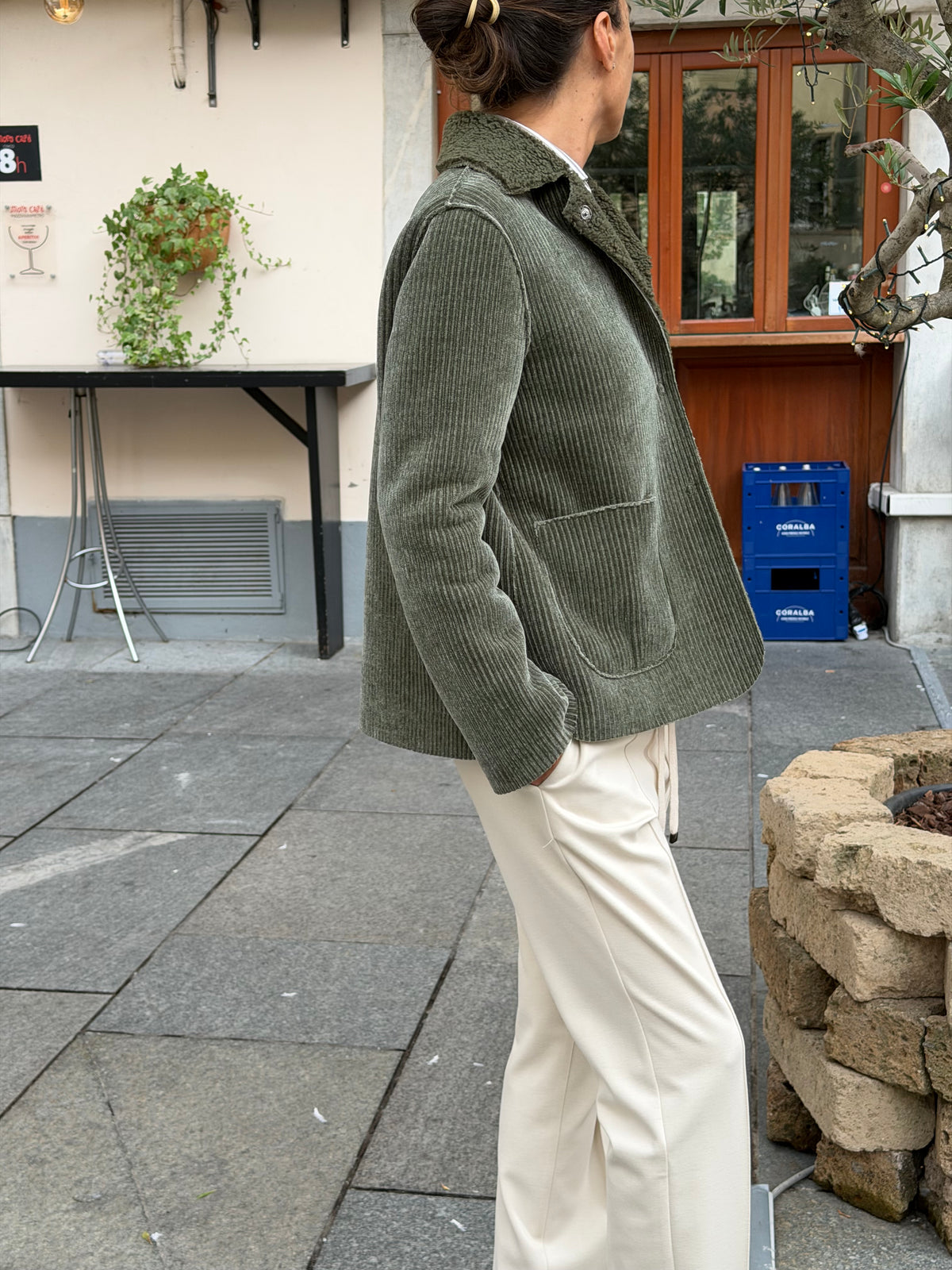 Cappotto corto velluto costa larga