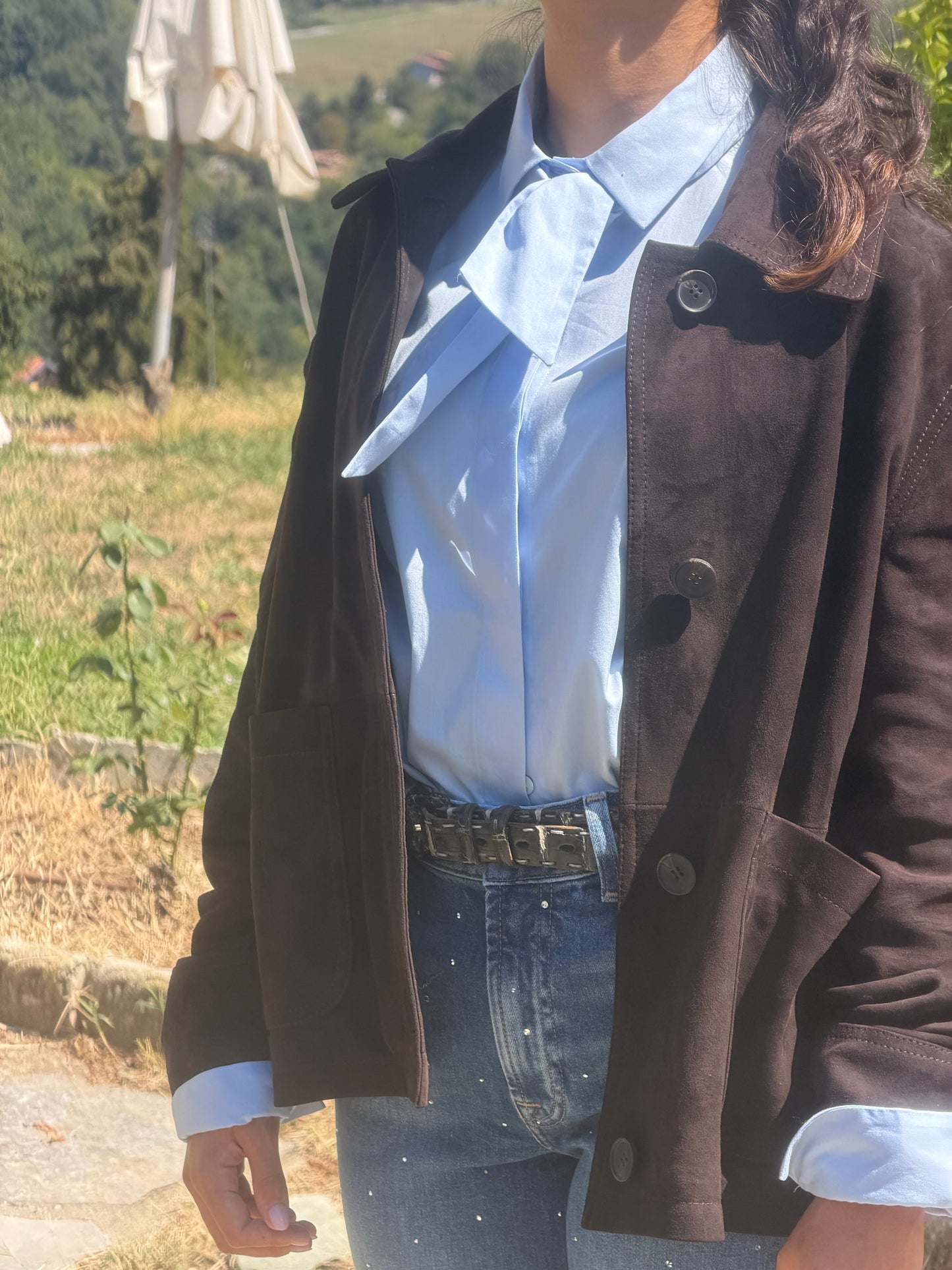 Giacca Suede collo a camicia