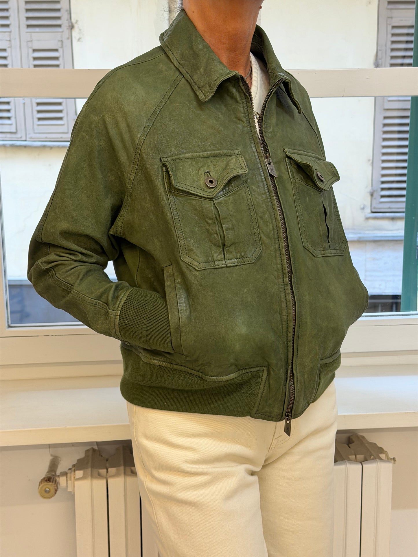 Bomber Pelle Anticata Muschio