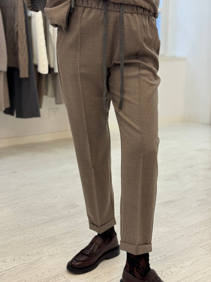 Pantalone Jogger Flanella Dustybrown
