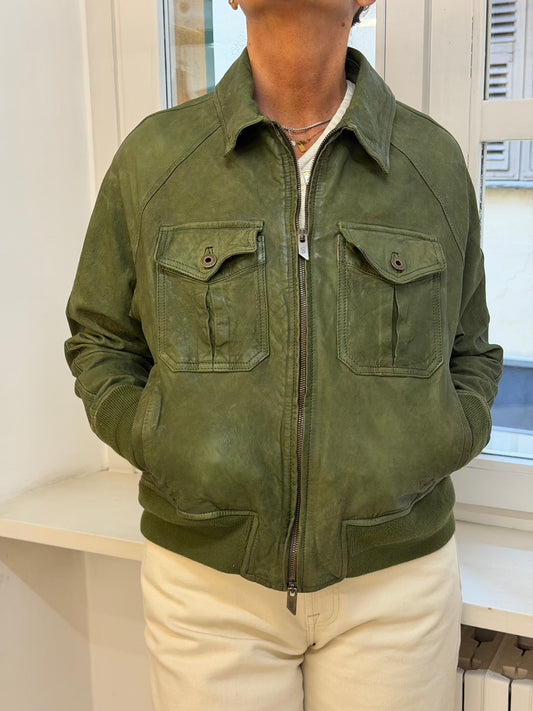 Bomber Pelle Anticata Muschio