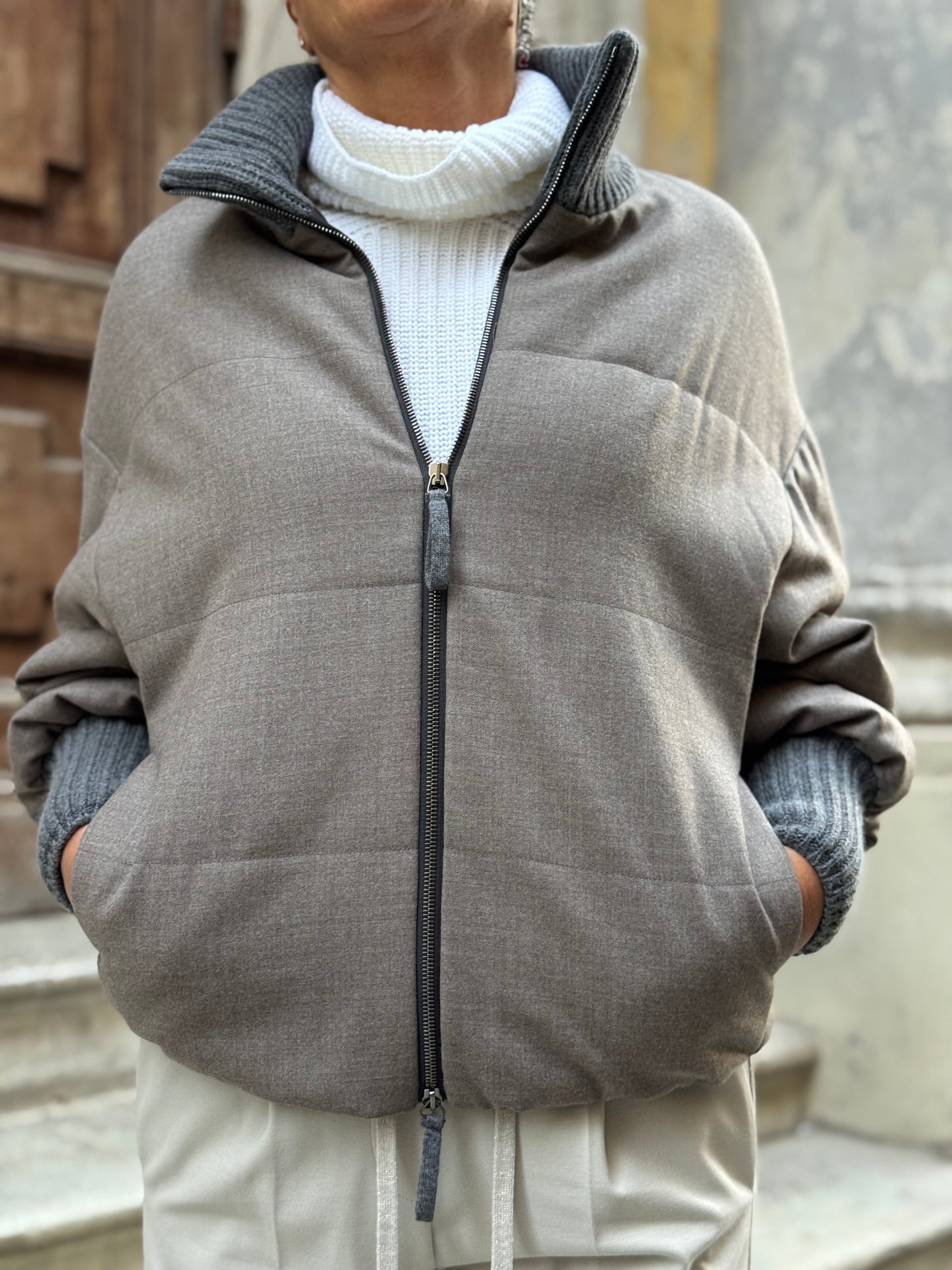 Bomber Flanella Inserti in Maglia