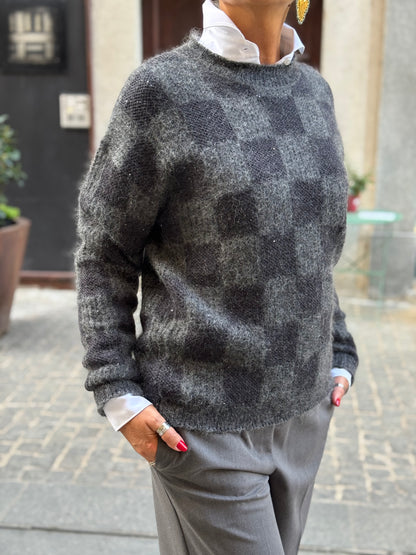 Maglia Girocollo a Scacchiera